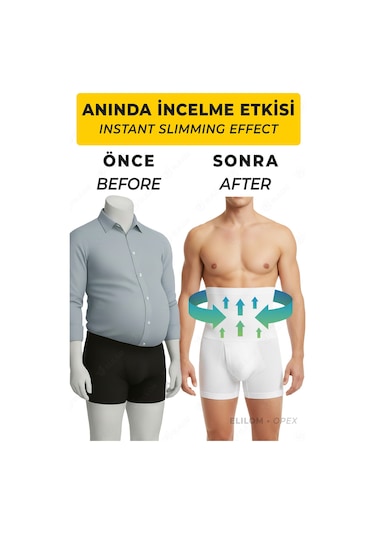 Elilom Korse Boxer Yüksek Bel Korseli Erkek İç Giyim Beyaz