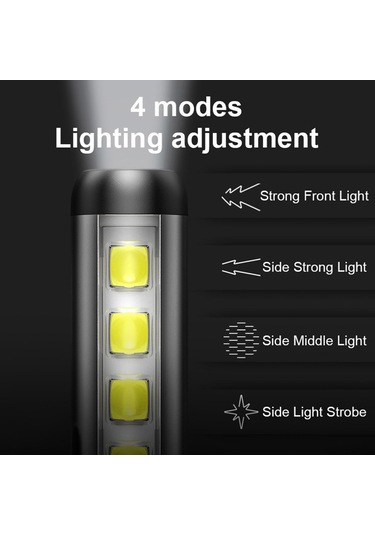 Kosona Xpe+cob Led Feneri, Mini Çalışma Işığı, 600mah Li-pil, Type-c Şarj, 5 Mod, Magnet+kalem Klasörü, Mor+kırmızı+mavi Işık, Çadır/onarım Siyah