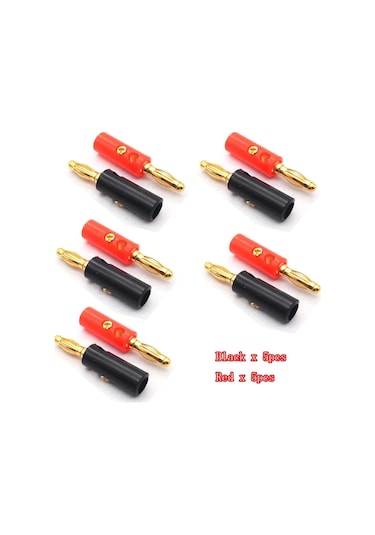 Ses Hoparlör Vidası Muz Altın Plaka Fişleri Konektörler 4mm Siyah Kırmızı Renk: 5 Siyah