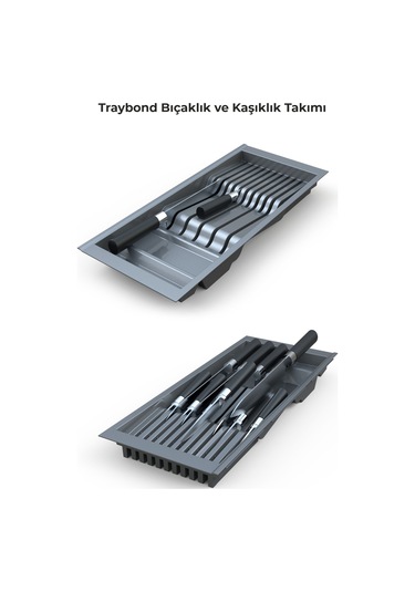 Çekmece Içi Kaşıklık Ve Bıçaklık Düzenleyici Antresit, 84x48 Yandan Ve Boydan 4cm Kesilebilir Antrasit