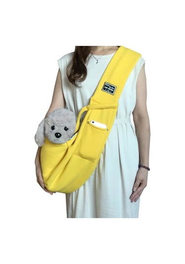 Pet Gezi Taşıma Çantası Pamuk Messenger Omuz Çantası, Renk: Sarı
