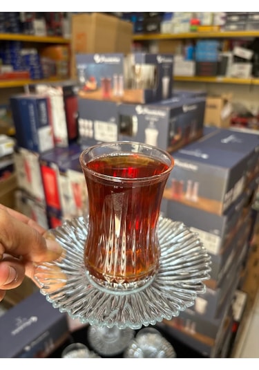 Çeyizci Çarşı 12 Parça Elysia Ithal Kaveh Çay Seti Şeffaf