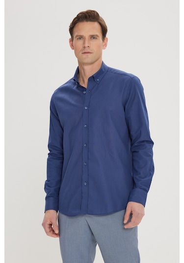 AC&Co / Altınyıldız Classics Erkek LACI Tailored Slim Fit Dar Kesim Düğmeli Yaka %100 Pamuk Gömlek Lacivert AC&Co / Altınyıldız Classics Erkek LACI Tailored Slim Fit Dar Kesim Düğmeli Yaka %100 Pamuk Gömlek Lacivert