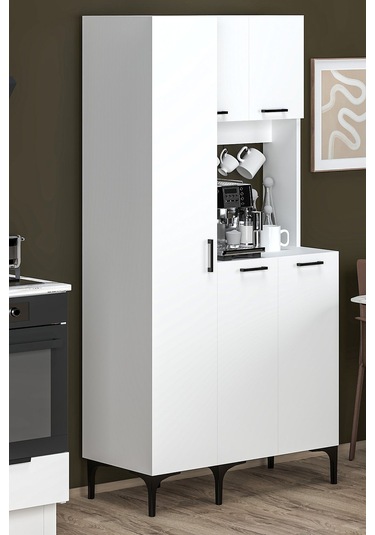 Hola Çok Amaçlı Boy Dolaplı Kahve Köşesi, Kiler Dolabı, Mutfak Erzak Dolabı, Mini Mutfak Dolabı Beyaz Hola Çok Amaçlı Boy Dolaplı Kahve Köşesi, Kiler Dolabı, Mutfak Erzak Dolabı, Mini Mutfak Dolabı Beyaz