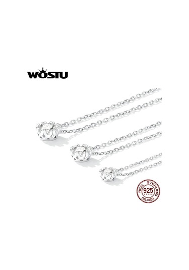 Wostu Muhteşem Parlak Gerdanlık 100% 925 Ayar Gümüş Geometrik Kesim Köpüklü Zirkon Kolye Kolye Düğün Takısı, Seçenekler: 0.4cm