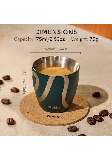 Outın Çift Duvarlı Paslanmaz Espresso Kupası Seti 2x75 Ml