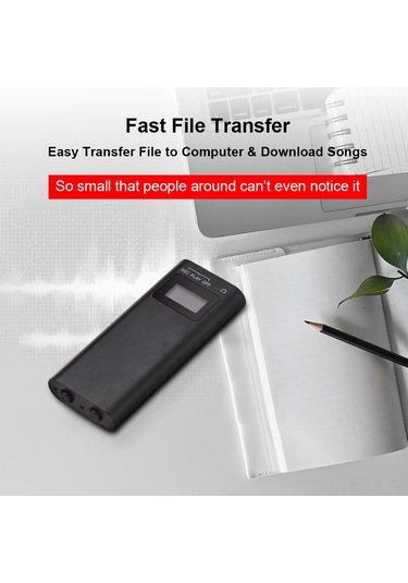 Teltree 8gb Siyah Akıllı Ses Kontrollü Kayıt Cihazı - Led Ekranlı, Yüksek Kaliteli Gürültü Engelleme, Usb Aktarımı, Taşınabilir Mp3 Çalar