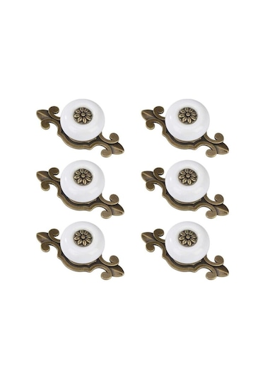 Yuvarlak Kapı Kolları Vintage Çekmece Kolları Çekmece Çekmece Kolları Vidalarla Dolap Masa Komodin Kitaplık Mobilya 6 Adet. Beyaz