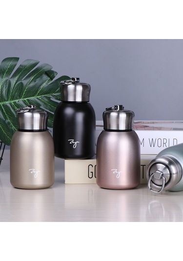 Padalink Öğrencilere Uygun Paslanmaz Çelik Büyük Kabınlı Termos Bardak, Taşınabilir Spor Su Sisei, Gül Altın Rengi, 300ml, Hediye Seçeneği Gül Altını