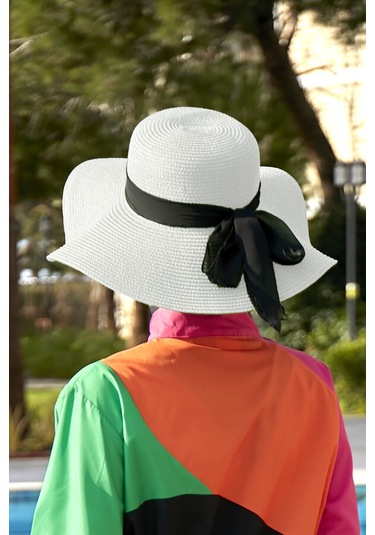 Remsa Mayo Kurdele Detaylı Hasır Şapka Beyaz Rş-48 Beyaz