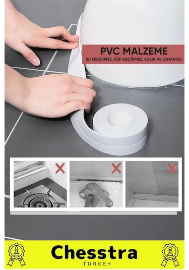 Özel Üretim Lavabo Tezgah Klozet Banyo Pencere Duş İzolasyon 3.2m Su Geçirmez Sızdırmaz Bant 5 Adet