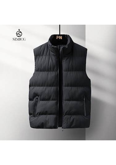 Büyük Beden Rahat Düz Renk Sıcak Erkek Yeleği Siyah