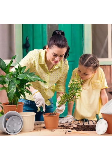 Saburg Çiçek Saksıları Seti, 6 Adet 1,6 Litrelik Saksı Altlığı İle 169064230