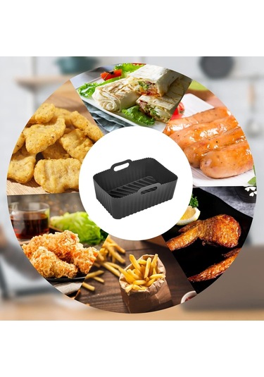 Youmex Ninja Foodi Dz201 Çift Hava Fritözü İçin Yeniden Kullanılabilir Silikon Liner - 8 Quart, Kaymaz - 2 Adet Siyah Siyah