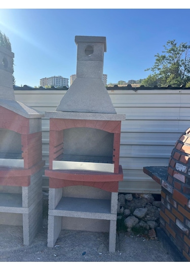 Mangal Barbekü 70 Lik Davlumbazlı Model Barbekü Gross Gri - Kırmızı