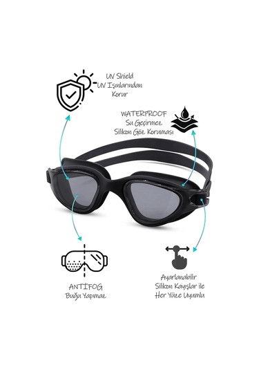 4lü Set Swimmer Pro Buğu Yapmaz Havuz Deniz Yüzücü Gözlüğü Boneli Tıkaçlı Uv Korumalı Yüzme Gri - Siyah