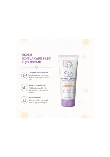 Minela Care 100% Doğal Bebek Pişik Kremi 75 Ml