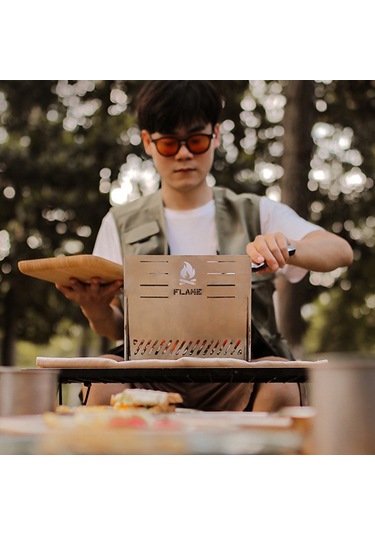 Katlanır Odun Sobası Üfleme Borusu Kiti Mini Barbekü Gümüş