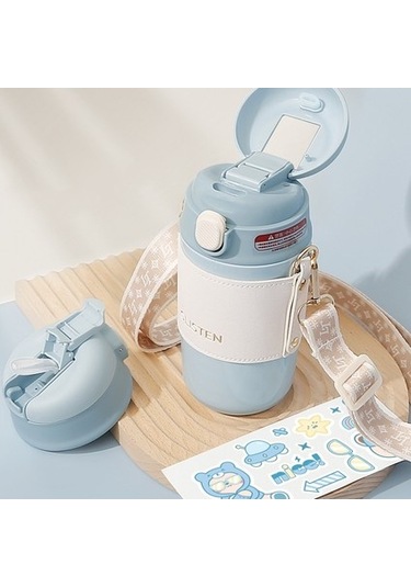 Shun 480 Ml Paslanmaz Çelik Termos Bardak - Taşınabilir Vakumlu Su Şişesi Hf378 Mavi Mavi