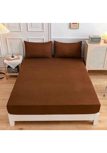Kahve Düz Renk Tek Kişilik Yatak Yastık Kılıfı 1.5/1.8 Tek Kişilik Çift Kişilik Nevresim Takımı Yastık Kılıfı Yok 120 200+27cm