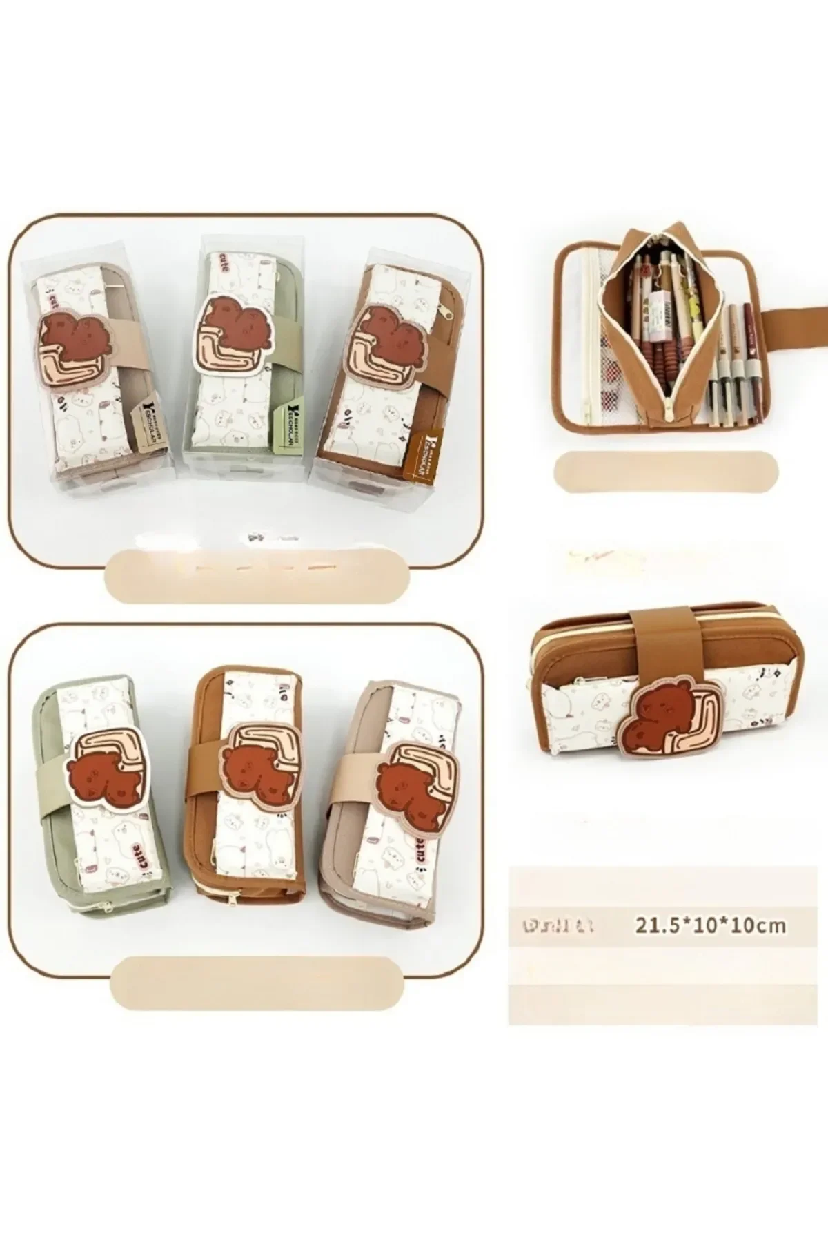 Ins Tarzı Basic, Geniş Kapasiteli, Leke Tutmaz Capybara Kalem Kutusu Koyu Kahverengi