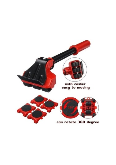 Pazly 5 Adet Sarı Mobilya Taşıyıcı 4 Mobil Silindir + 1 Tekerlek Çubuk Ev Taşıma Aracı Sarı