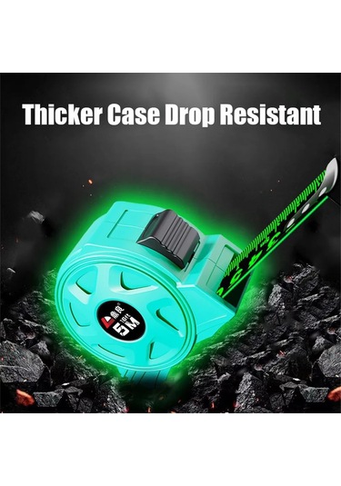 Karanlıkta Yeşil Parlayan Mezura Gece Lambası 5 M 19mm Yüksek Hassasiyetli Ölçme Aracı Ağaç İşleme Cetveli Su Geçirmez Ve Anti Korozyon