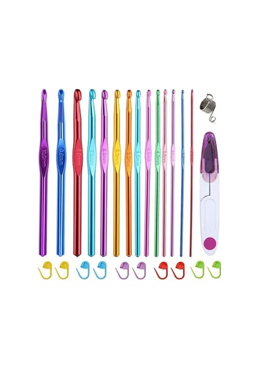 Rogfer 26 Adet / Takım Renkli Alümina Tek Kafa Tığ İşi El Yapımı Dıy Örgü Aracı Malzemesi