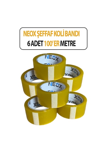 Şeffaf Koli Bandı 6 Adet 100'er Metre 6