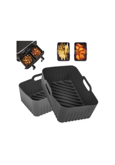 Suofeng Ninja Foodi Dz201 İçin Yeniden Kullanılabilir Silikon Bezeler, 8 Quart, Anti Yapışkan, 2 Adet, Siyah Siyah