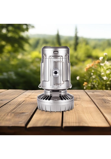 Homyl Güneş Enerjili Kamp Feneri Fanlı Elektrikli Fan Gümüş Gümüş