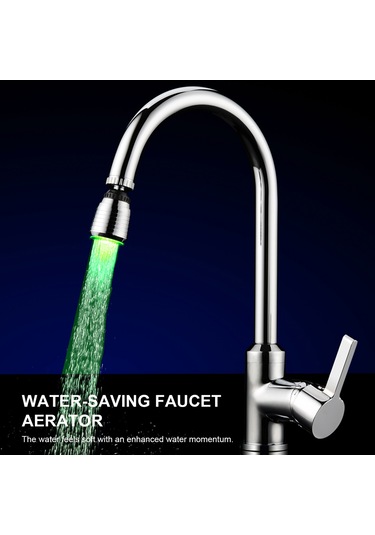 Kosona Led Isı Duyarlı 3 Renkli 360 Döner Su Kaynağı Bağı, Su Akımı İle Çalışır, 22mm Dahili Dişli, Su Tasarruflu, Modern Mutfak/banyo Diğer