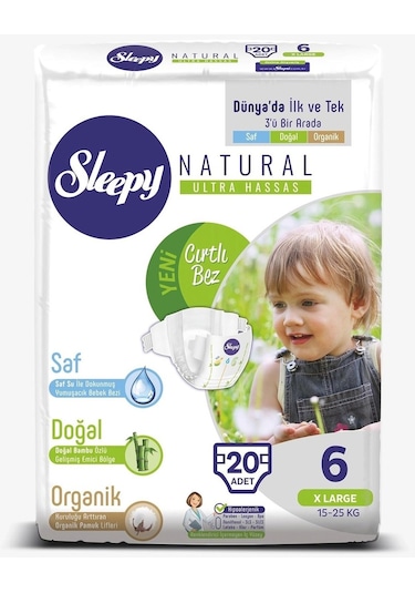 Sleepy Natural Bebek Bezi 6 Numara Xlarge 20 Adet