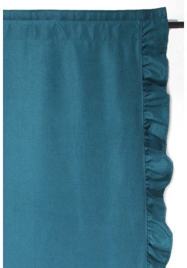 Poli Perde Çift Kanat Dikey Fırfırlı Petrol Yeşili