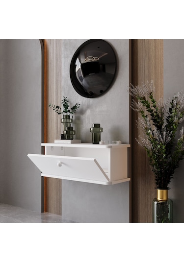 Melura Home Lunaris Dresuar %100 Mdf Kapaklı Duvara Monte Beyaz