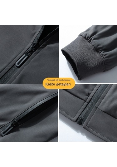 Yingfu Erkek Çift Taraflı Dolgulu Ceket-siyah Açık Mavi Açık Mavi