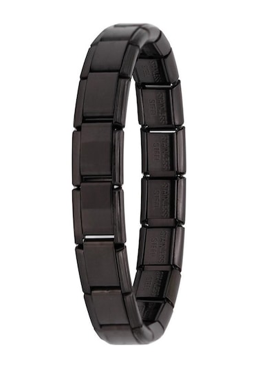 Kişiye Özel İsim Yazılı Siyah Renk İtalyan 18cm Çelik Bileklik Scb26b Siyah