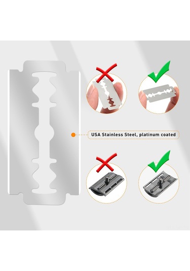 Mufunye Çift Bıçaklı Erkek Tıraş Bıçağı - 10 Yedek Bıçak Hediyeli Gümüş