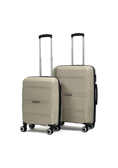 Lucas Polipropilen Kırılmaz Valiz, Kabin Boy&orta Boy Bej