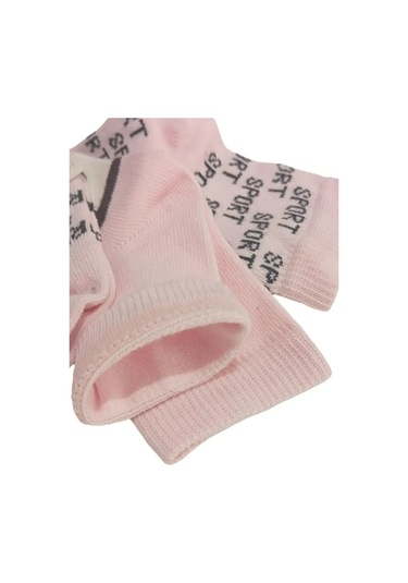 Kız Bebek Pembe Asorti Yazı Detaylı Pamuklu Mevsimlik 3'lü Set Soket Çorap Pembe