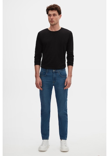 Ds Damat Comfort Fit Mavi Düz Jean Kot Beş Cepli Yıkamalı Denim Pantolon 3hcj3ort00103 701