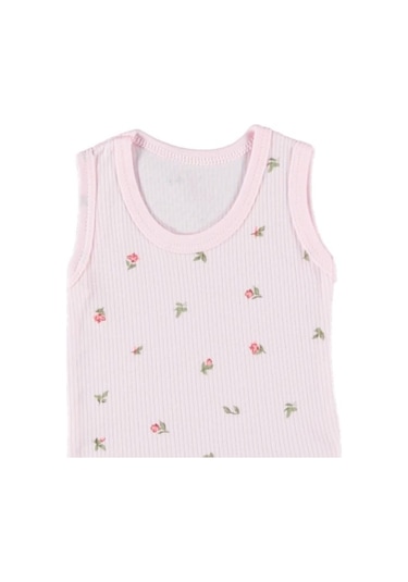 Çiçek Baskılı %100 Pamuklu Kız Bebek Zıbın Body Pembe