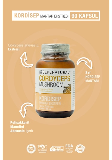 Sepe Natural Cordyceps Kordisep Eki 430 MG 90 Kapsül