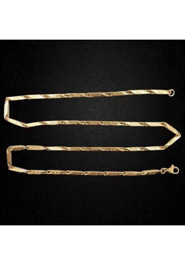 Çelik Kolye Titanyum Melon Motifli Model 3 Mm 55 Cm Altın Sarısı Gold Gold