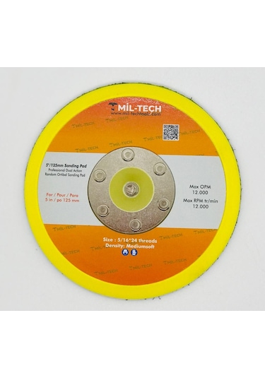 Mil-Tech Havalı Zımpara Tabanı 5''/125 mm - Deliksiz