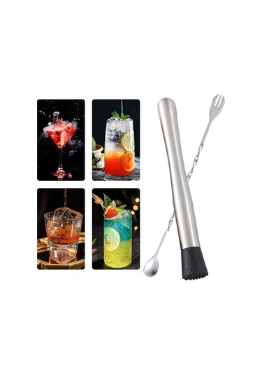 Lezzetli Mojitolar Yapmak İçin 2 Karıştırma Kaşığıyla Kokteyl Ezici Gümüş