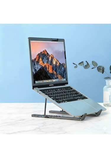8 İ 1 Arada Type-c Hub Lı Katlanabilir Laptop Standı 4k Hdmı 5gbps 60cm Kılıf