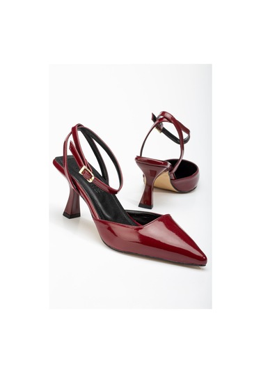 St-004 Bordo Rugan Günlük 7 Cm Topuklu Bayan Ayakkabı Bordo