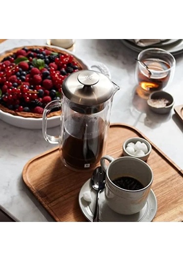 750 Ml Kapasiteli Çift Camlı French Press Açık Mavi