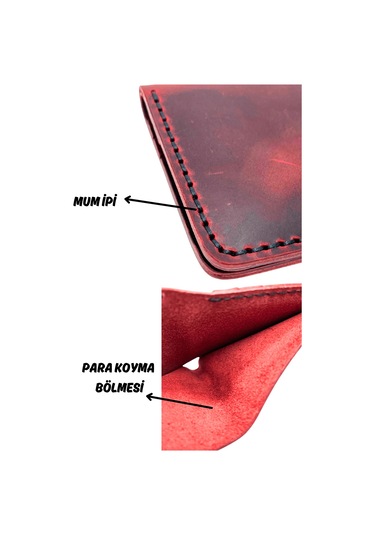 El Yapımı Hakiki Deri Premium Cüzdan Kırmızı
